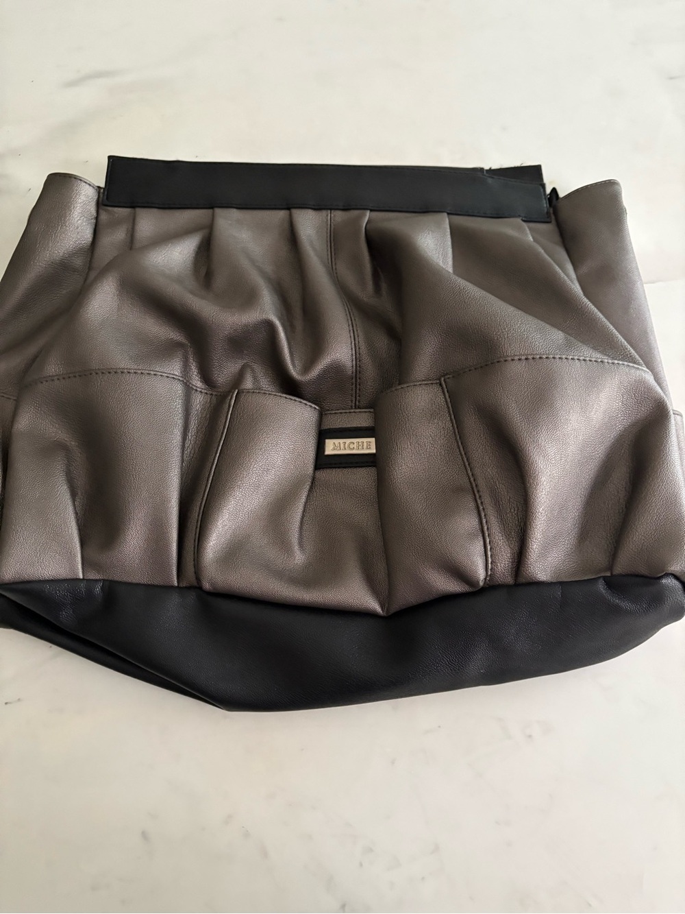 Miche Two-Tone Pleated Shoulder Bag-Shell Only